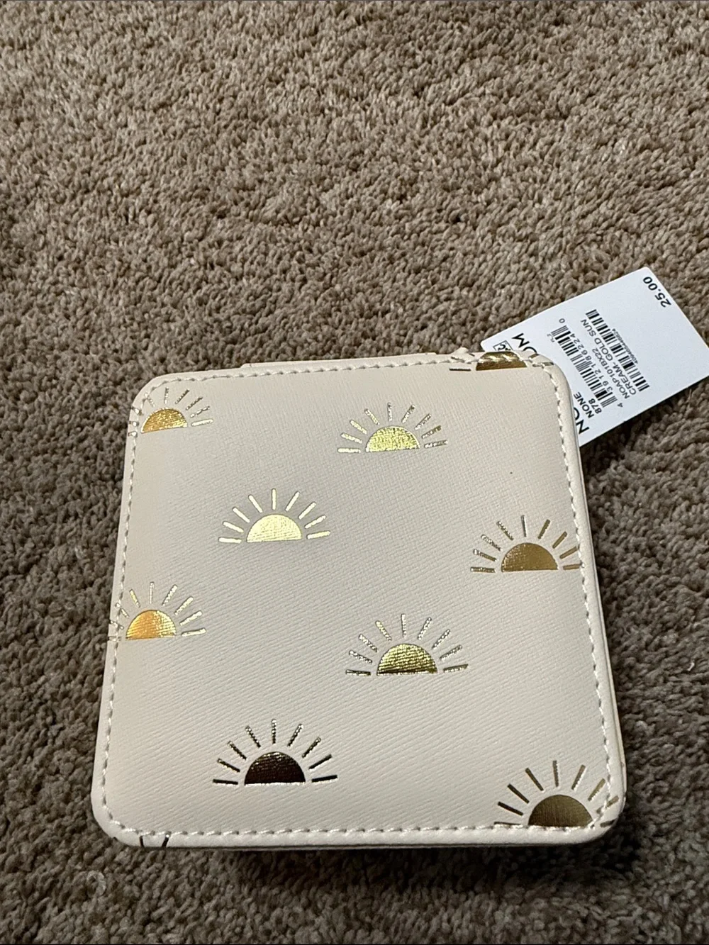 Cream Sun Print Zip Jewelry Case